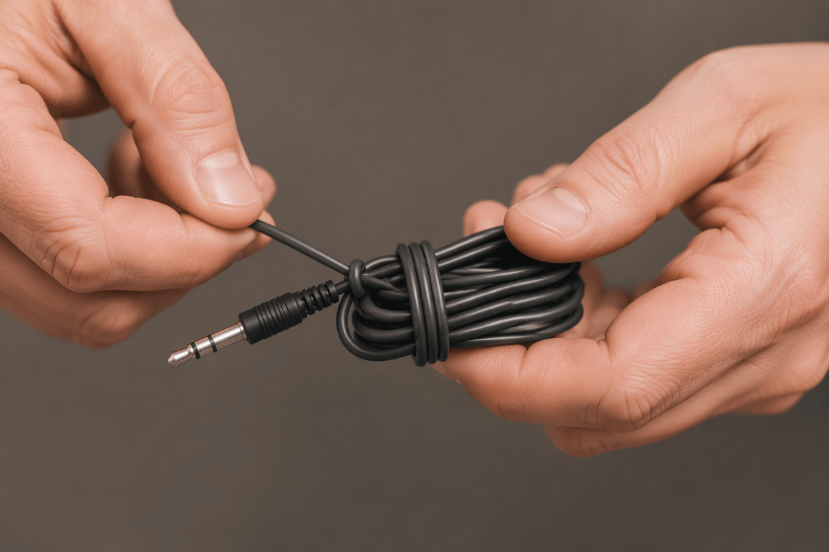Wrapping cords tightly and “knotting” them for storage
